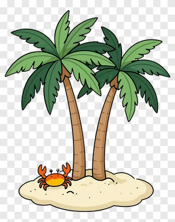 Crab Under Palm Trees PNG