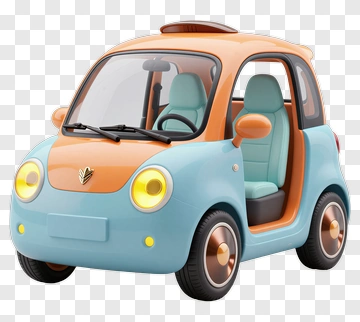 Pastel Blue And Orange Mini Car PNG