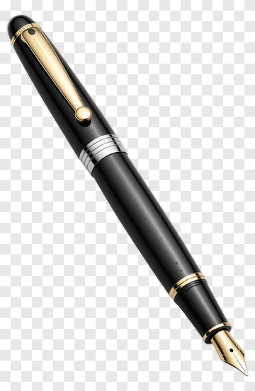Elegant Fountain Pen With Gold Accents PNG
