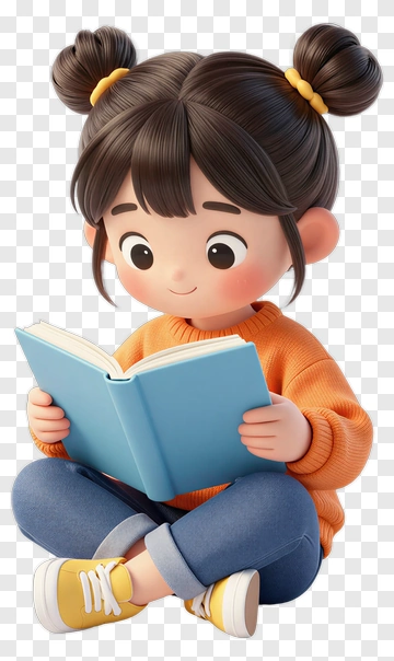 Girl Reading Book PNG