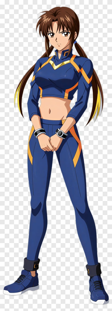 Anime Girl In Blue And Orange Suit PNG