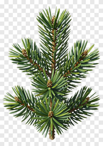Pine Branch With Needles And Cones PNG