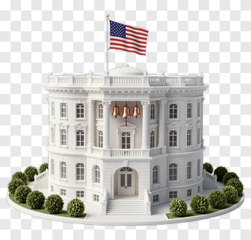 White House Model With Flag And Bells PNG