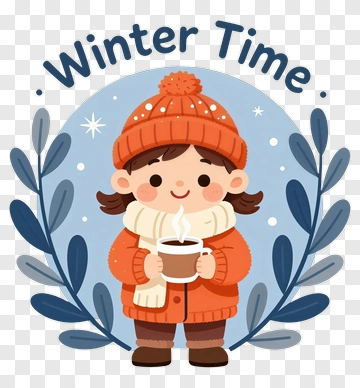 Child In Winter Outfit Holding Hot Drink PNG