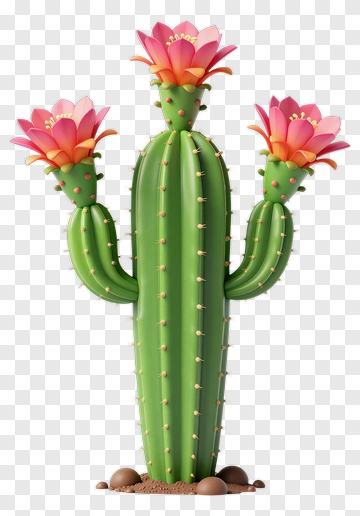 Blooming Cactus With Pink Flowers PNG