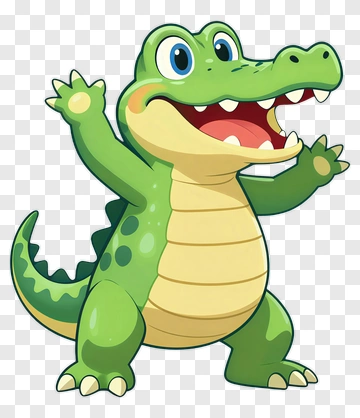 Green Crocodile Waving PNG