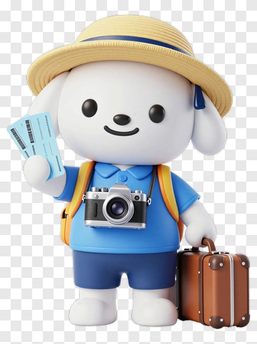 Traveling Puppy With Camera And Suitcase PNG