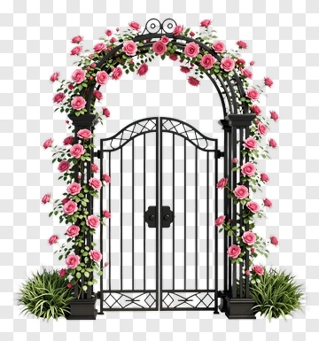 Pink Rose Gate Arch PNG