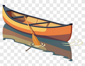 Orange Canoe With Oar On Water PNG