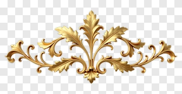 Gold Ornament With Leaf Motif PNG