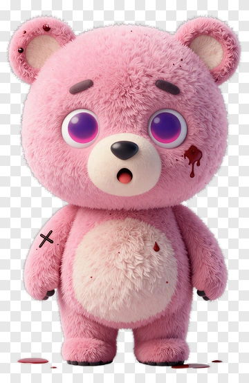 Pink Bear With Blood Stains PNG