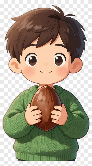 Child Holding Coconut PNG