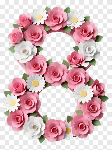 Floral Number Eight Wreath PNG