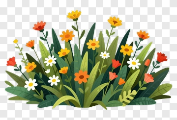 Bunch Of Colorful Flowers And Plants PNG