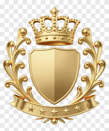 Golden Royal Crest With Crown And Shield PNG