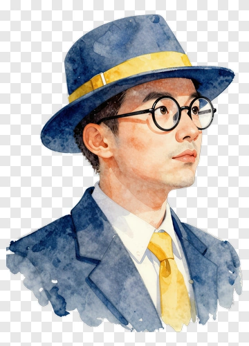 Man In Blue Hat And Glasses PNG