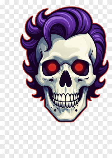 Joker Skull With Purple Hair PNG
