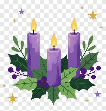 Advent Candles With Holly And Berries PNG