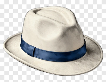 Classic White Fedora With Blue Band PNG