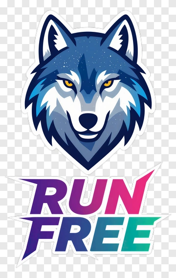 Wolf Head Logo With Run Free Text PNG