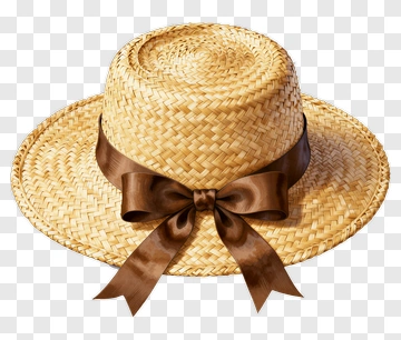 Straw Hat With Brown Bow PNG