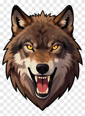 Fierce Wolf Head Snarling PNG
