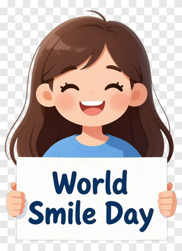 Girl Holding World Smile Day Sign PNG