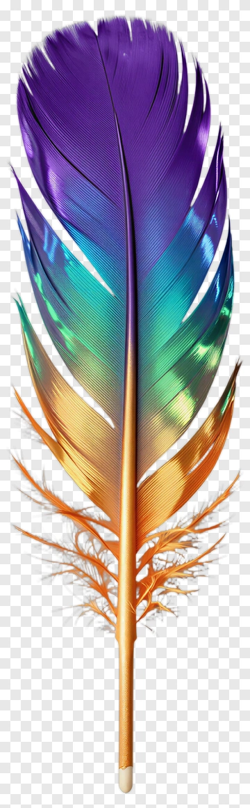 Vibrant Rainbow Feather PNG