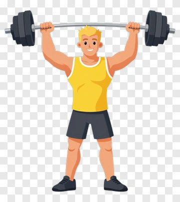 Man Lifting Barbell In Gym PNG