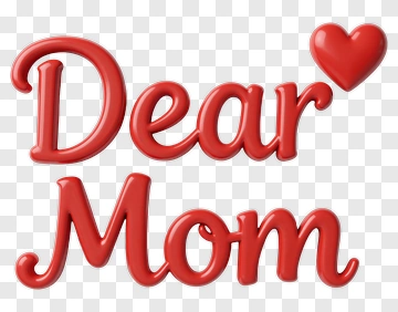 Dear Mom Text With Heart PNG