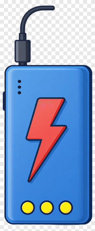 Blue Power Bank With Lightning Bolt PNG