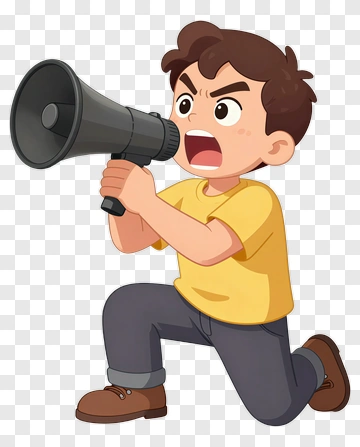 Boy Yelling Into Megaphone PNG