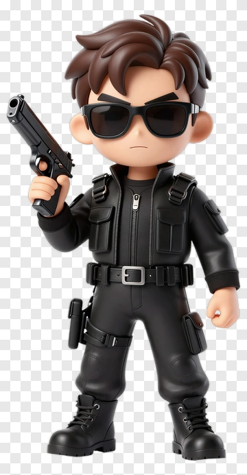 Cartoon Detective Holding Gun PNG
