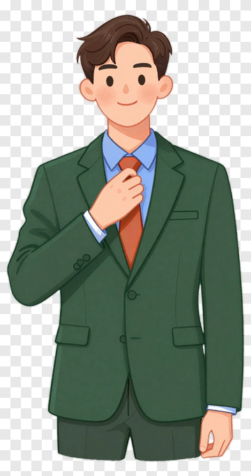 Man In Green Suit Adjusting Tie PNG