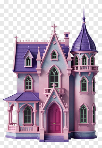 Pink And Purple Castle Dollhouse PNG