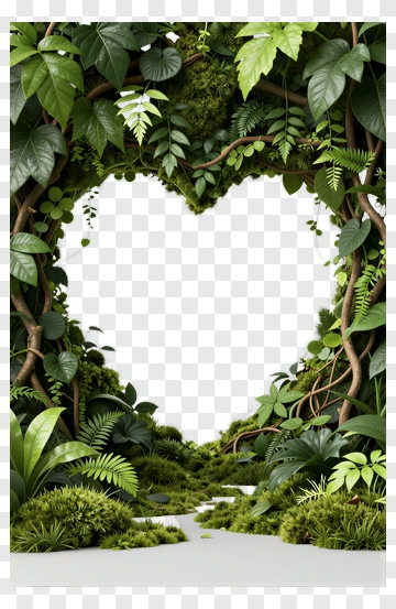 Heart-Shaped Arch Made Of Green Vines And Moss PNG