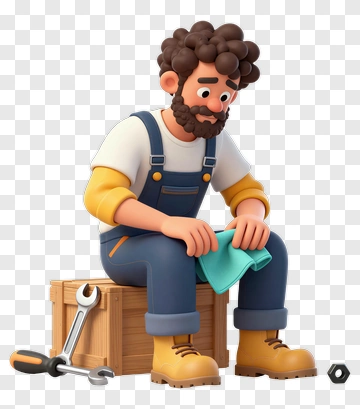 Cartoon Mechanic With Tools PNG