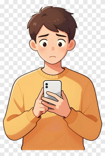 Boy Holding Phone PNG