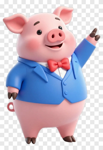 Happy Pig Businessman Cartoon Character PNG