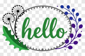 Hello With Dandelion And Leaf PNG