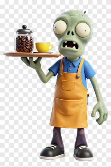 Zombie Barista Serving Coffee PNG