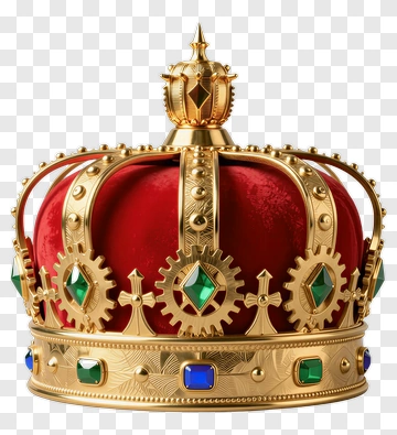 Golden Crown With Emerald And Sapphire Gems PNG