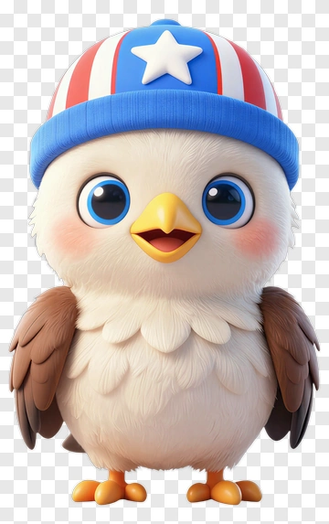 Eagle Chick In Captain America Cap PNG