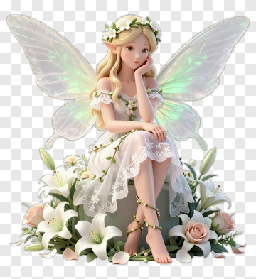 Fairy With Flower Wings PNG