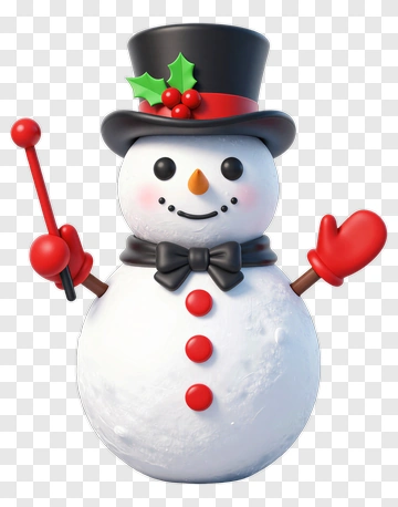 Snowman With Top Hat And Gloves PNG