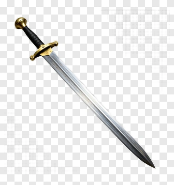 Sword With Black Grip And Gold Fittings PNG
