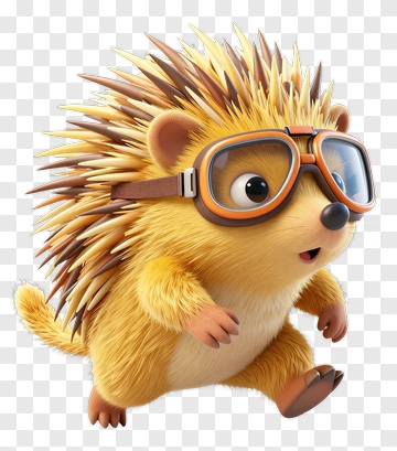 Adorable Porcupine With Goggles PNG