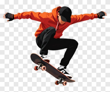 Skateboarder In Mid-Air Trick PNG