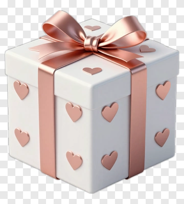 White Gift Box With Rose Gold Ribbon PNG