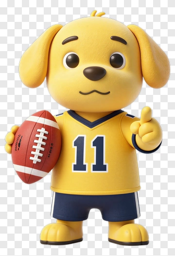 Yellow Dog Football Player Mascot PNG